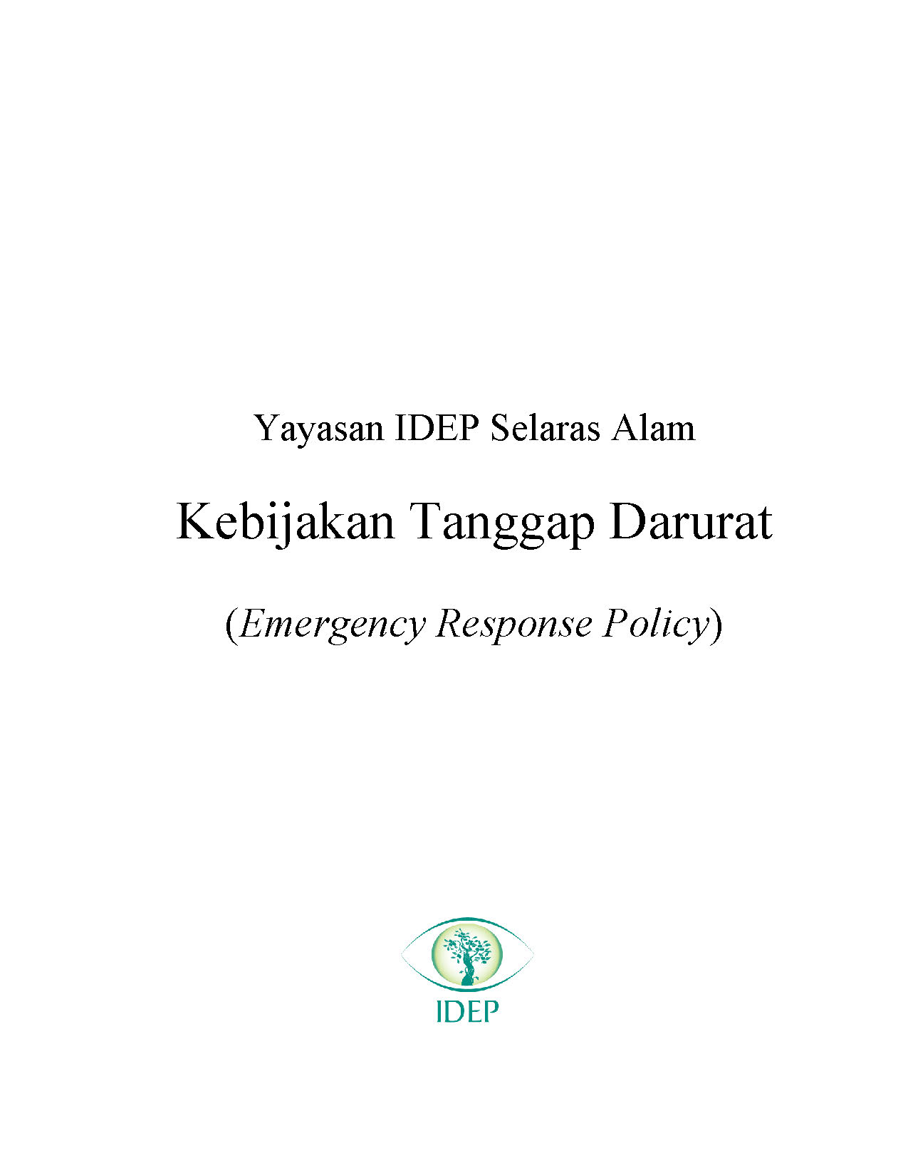 IDEP Foundation Emergency Response Policy
