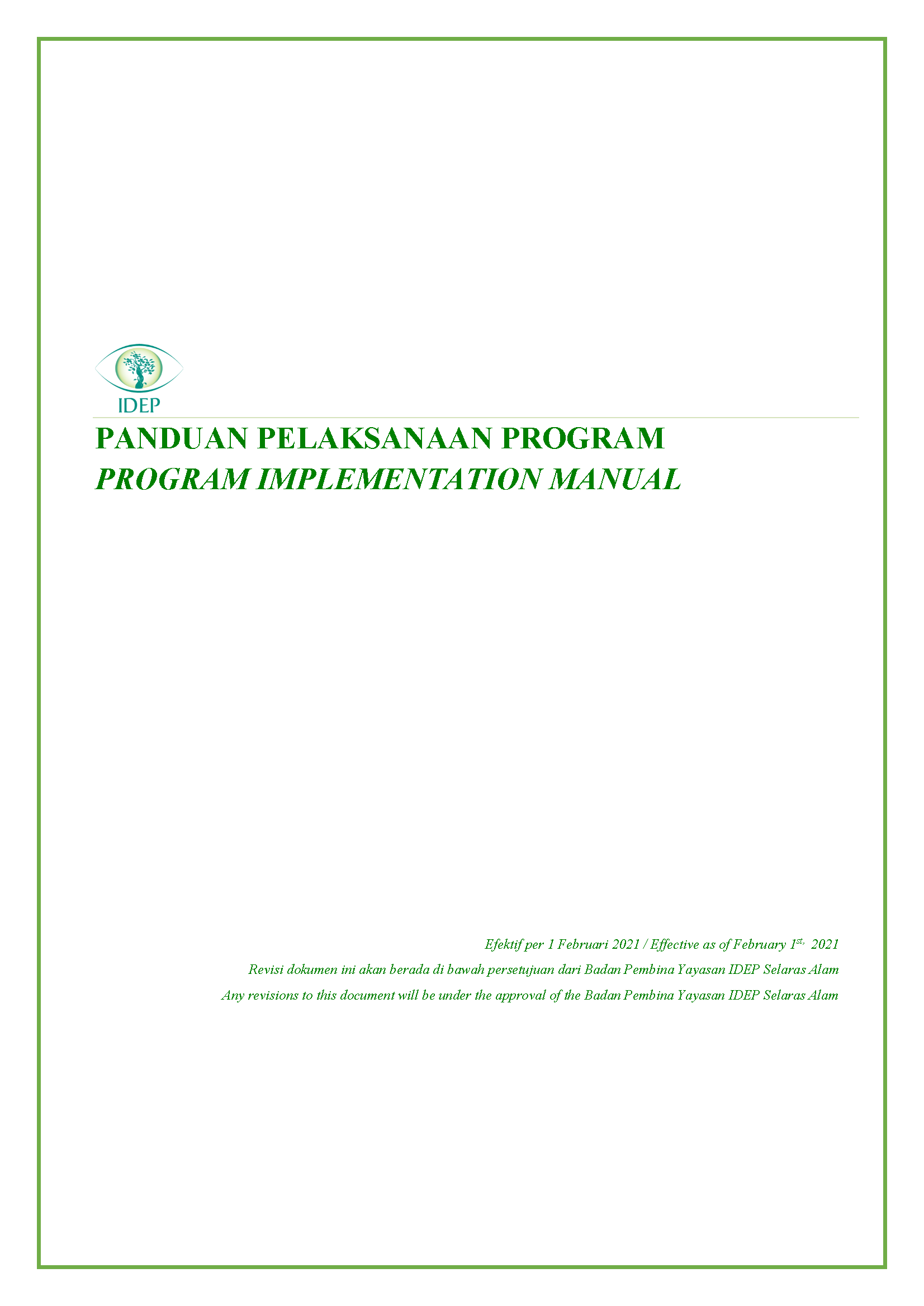 IDEP Foundation Program Implementation Manual